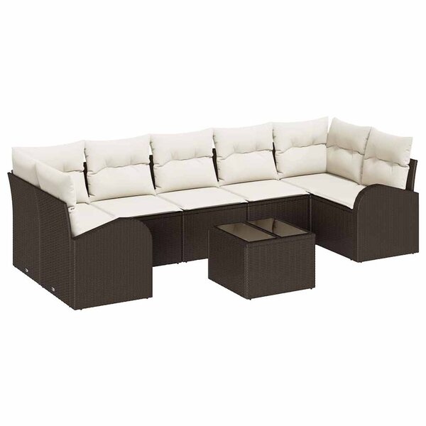 vidaXL Ensemble de canapé de jardin 8 Pièces Marron 55 x 55 x 37 cm