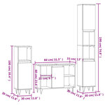 vidaXL Ensemble de meubles salle de bain 3 Pièces noir bois d'ingénierie