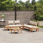 vidaXL Ensemble de banc de jardin avec coussin 3 Pièces Marron et Crème