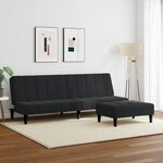 vidaXL Canapé-lit à 2 places avec repose-pied noir velours