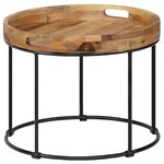 vidaXL Table basse Bois de manguier massif et acier 50x40 cm