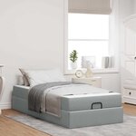 vidaXL Cadre de lit avec matelas Gris clair 100 x 200 cm tissu