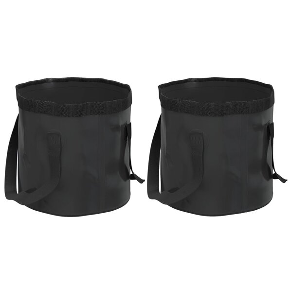 vidaXL Seaux pliables 2 Pièces noir 20 L PVC