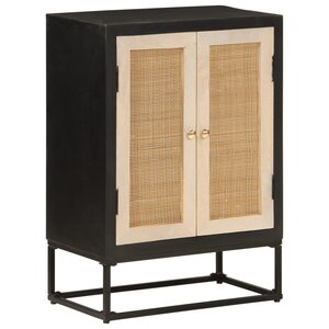 vidaXL Buffet noir 55x30x76 cm bois massif de manguier et fer