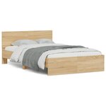 vidaXL Cadre de lit avec LED sans matelas chêne sonoma 135x190 cm