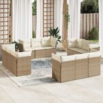 vidaXL Salon de jardin avec coussins 12 Pièces beige résine tressée