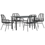 vidaXL Ensemble à manger de jardin 5 Pièces noir résine tressée verre