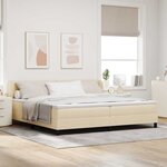 vidaXL Lit à ressorts avec matelas Crème 200 x 200 cm tissu