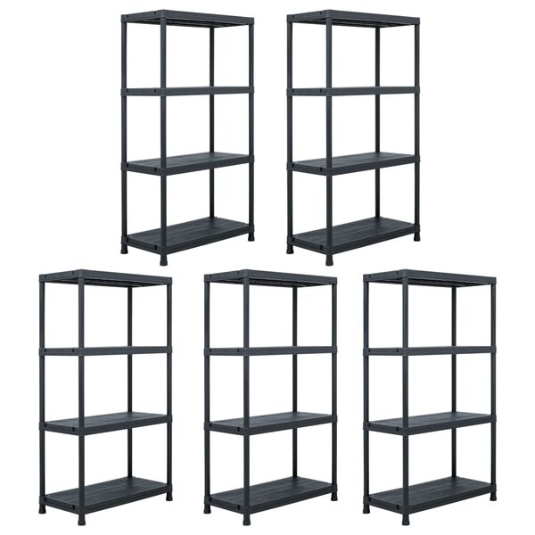 vidaXL Étagères de rangement 5 Pièces Noir 60x30x138 cm Plastique