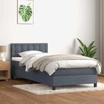vidaXL Sommier à lattes de lit et matelas et LED gris foncé 90x220 cm velours