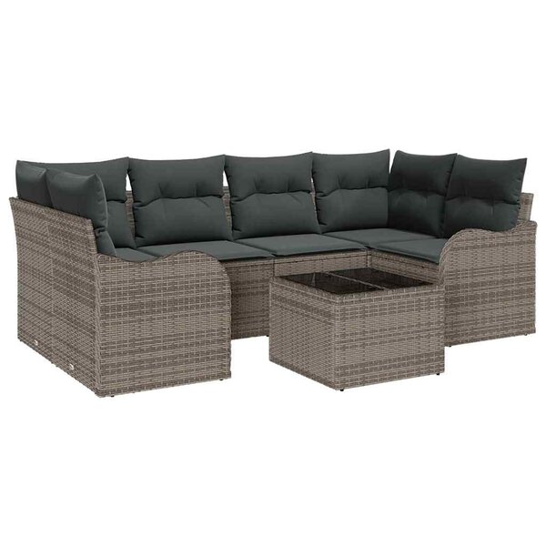 vidaXL Ensemble de canapé de jardin avec coussin 7 Pièces Gris
