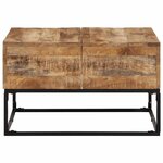 vidaXL Table basse 68x68x41 cm Bois de manguier brut
