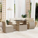 vidaXL Salon de jardin avec coussins 6 Pièces beige résine tressée