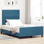 vidaXL Lit à ressorts avec tête de lit Bleu foncé 120 x 190 cm Velours