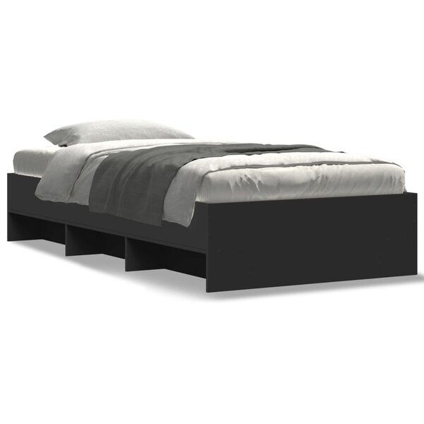 vidaXL Cadre de lit sans matelas noir 75x190 cm bois ingénierie