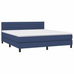 vidaXL Sommier à lattes de lit avec matelas LED Bleu 180x200 cm Tissu