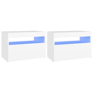vidaXL Tables de chevet avec lumières LED 2 Pièces blanc 60x35x40 cm