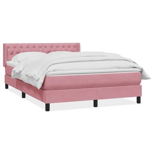 vidaXL Sommier à lattes de lit avec matelas rose 140x210 cm velours