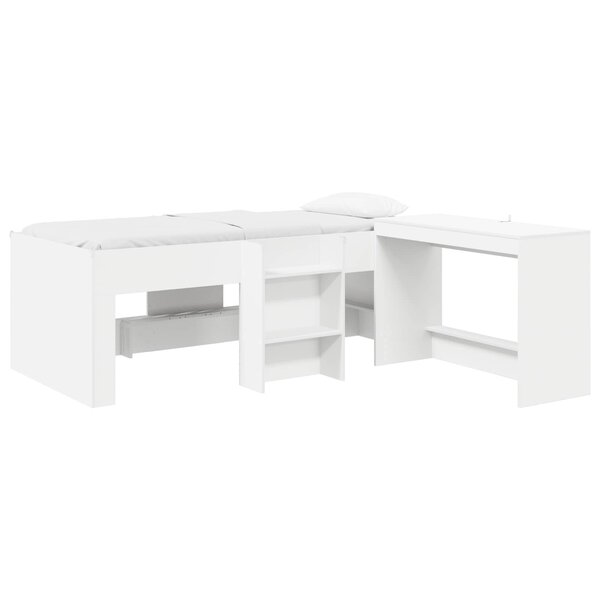 vidaXL Lit haut pour enfants avec bureau Blanc 98 5 x 200 cm