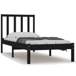 vidaXL Cadre de lit Noir Bois de pin massif 75x190 cm Petit simple