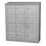 Bloc collectif Leabox 3x4 grade 3 simple face extérieur fixation murale gris clair ral 7035 finition brillante