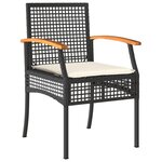 vidaXL Salon de jardin 4 Pièces avec coussins Noir Résine tressée