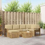 vidaXL Ensemble de canapés d'extérieur 7 pc Blanc et Beige Polyester