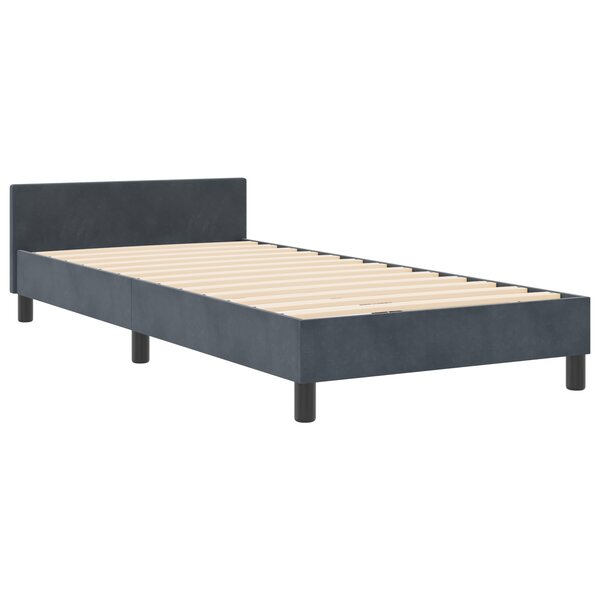 Lit vidaXL en Gris Foncé  100x200 cm  Fabriqué en Velours