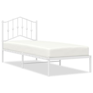 vidaXL Cadre de lit métal sans matelas avec tête de lit blanc 90x190cm