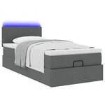 vidaXL Lit ottoman avec matelas et LED gris foncé 90x200 cm tissu