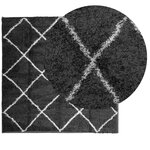 vidaXL Tapis shaggy à poils longs moderne noir et crème 120x120 cm