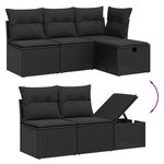 vidaXL Salon de jardin 5 Pièces avec coussins noir résine tressée