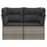 vidaXL Canapé de jardin 2 places avec coussins gris résine tressée