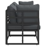 vidaXL Mobilier de jardin avec coussin 3 Pièces Noir Aluminium