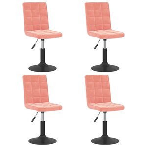 vidaXL Chaises pivotantes à manger lot de 4 rose velours