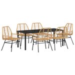 vidaXL Ensemble de salle à manger de jardin 7 pièces Marron Poly Rattan