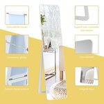 Miroir autoportant rectangulaire pleine longueur cadre en bois massif 160 x 37cm blanc 20_0008907