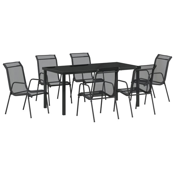 vidaXL Ensemble de salle à manger jardin 7 pièces Noir Textilène et acier