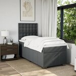 vidaXL Sommier à lattes de lit avec matelas Gris foncé 90x200 cm Tissu