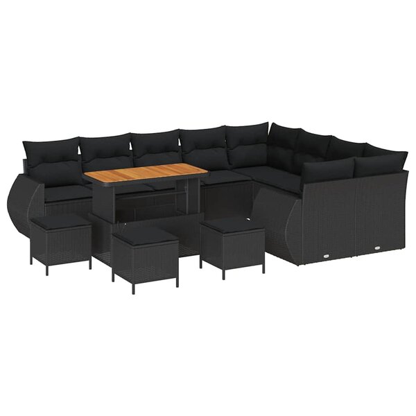 vidaXL Ensemble de canapé de jardin 13 Pièces Noir 110 x 55 x 71 cm