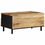 vidaXL Table basse noir 80x54x40 cm bois massif de manguier brut