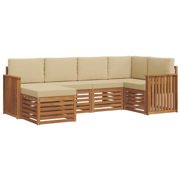 vidaXL Ensemble de canapés d'extérieur 6 pc Naturel et Beige Polyester