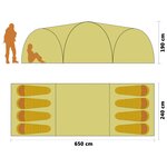 vidaXL Tente igloo de camping 650x240x190 cm 8 personnes Jaune