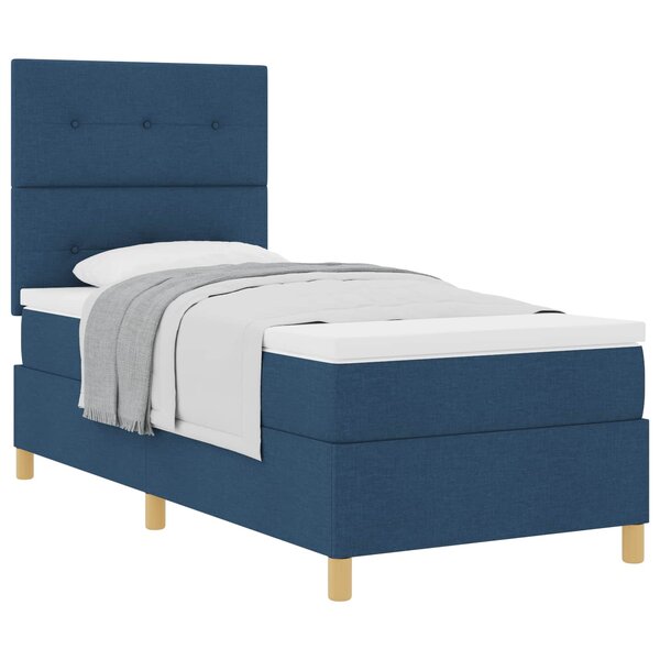vidaXL Lit à ressorts avec matelas Bleu 100 x 200 cm tissu