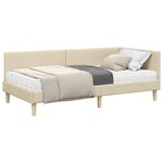 vidaXL Cadre de lit d'angle avec matelas Autre 2 Pièces Crème tissu