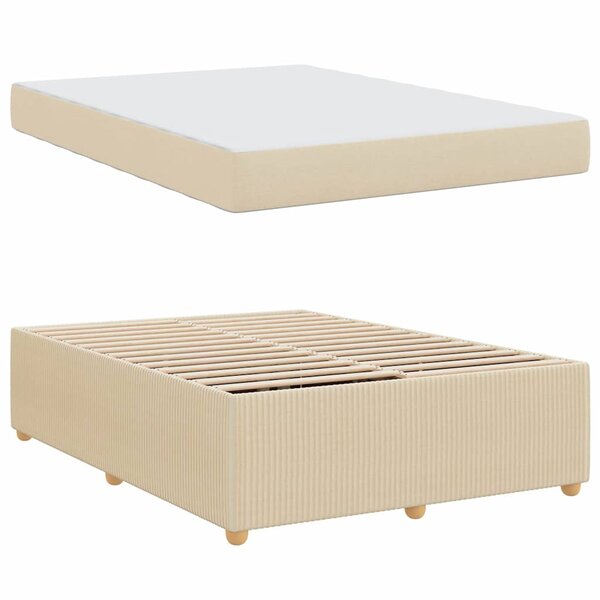 vidaXL Cadre de lit avec matelas avec matelas Crème 160 x 200 cm tissu