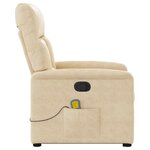 vidaXL Fauteuil inclinable de massage crème tissu microfibre