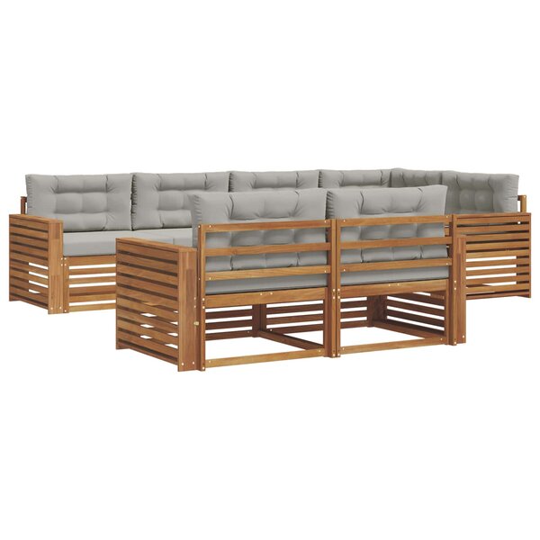 vidaXL Ensemble de canapés d'extérieur 7 pc Gris Naturel et Clair