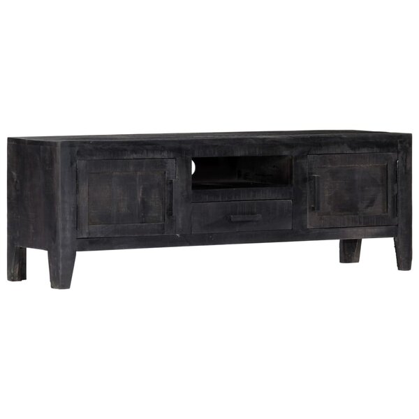 vidaXL Meuble TV Noir 118x30x40 cm Bois de manguier massif