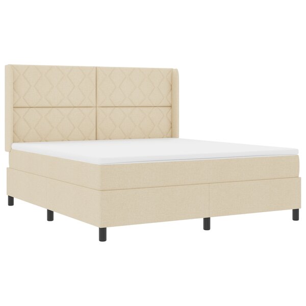 lit à ressorts vidaXL avec matelas et LED Crème 180x200 cm en tissu